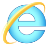 латинская прописная буква 'e' голубого цвета, вписанная в круг