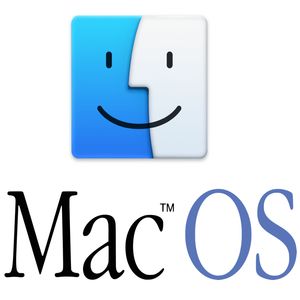 изображение глаз и улыбки в квадрате и надпись 'Mac OS' под ним