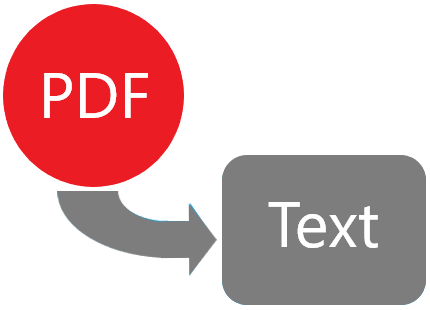 схема перехода красного круга с надписью PDF в серый прямоугольник с надписью Text