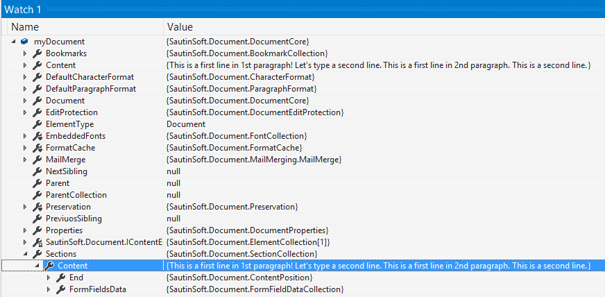 SautinSoft.Document provides you by the full tree of its objects after the loading document.