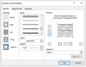 Borders and shading